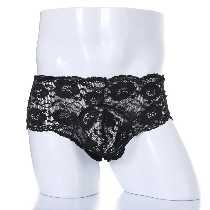 Men’s Lace Boxer Briefs – Soft, Sheer, Ultra‑Thin Underwear with Modern Transparent Design ANGELIX