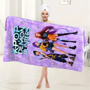 K-Pop Glitter Bath Towel, Soft Microfiber Fabric, Quick-Dry and Absorbent, Perfect for Beach Pool Bathroom, Ideal Gift
