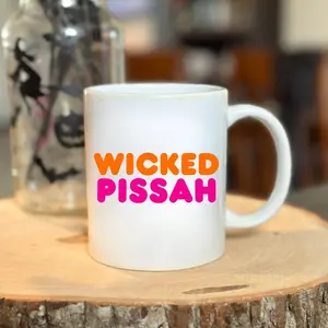 Dunkin' Donuts Wicked Pissah Mug 15oz - Iconic Colors & Boston Slang Design for Caffeine Lovers Coffee Cup