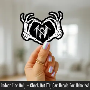 Sleep Token Vinyl Sticker - Band Logo with Skeleton Heart Hands – Worship Symbol Sticker Inspired by Vessel’s Heart Hands – Alt Aesthetic Merch for Sleep Token Fans, Emotional Metal Lovers, TikTok Music Trends, Goth Car or Laptop Accessory