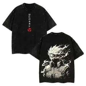 Kakashi Vintage Oversized T-Shirt 2025 – Retro Washed Anime Tee, Heavyweight Cotton Streetwear Top for Naruto Fans & Manga Lovers