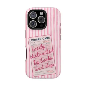 Funny Book Phone Case Bookish Aesthetic IPhone 16 Gift for Book & Dog Lovers BookTok Fans Vintage Library Card Graphic,phone Case Suitable for Iphone 11/12/13/14/15/16/17 Pro Promax Plus Air and Samsung S22/S23/S24/S25 Plus Ultra Fe