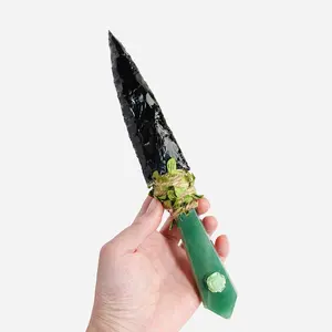 Natural Crystal Obsidian Lapis Lazuli Unbladed Stone Model Knife, Perfect for Polishing Crystal Crafts, Ideal for Craft Enthusiasts