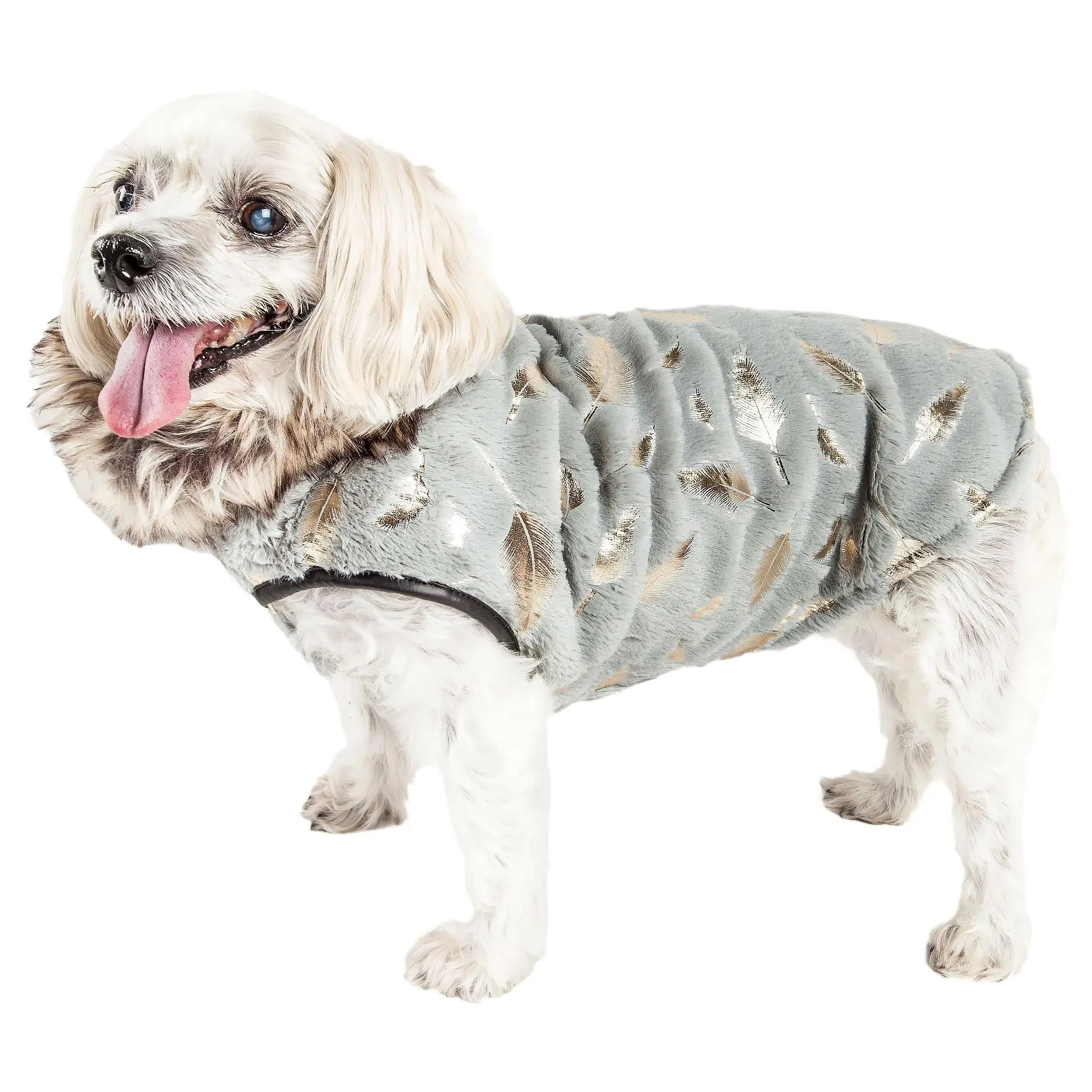 Pet Life Luxe 'Gold-Wagger' Gold-Leaf Fur Dog Jacket Coat
