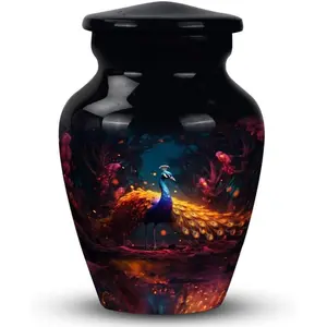 Glowing Peacock in Majestic Garden - Cremation Keepsakes - Funeral Urns for Ashes - 3 Inch - Pack of 1 - Urns for Human Ashes Adult Female Mom - Urn for Ashes for Women - Urns for Human Ashes