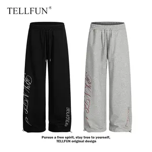 Unisex Oversized Baggy Wide Leg Sweatpants Rhinestone Letter Graphic Loose Fit Streetwear Joggers Casual Everyday Pants bottom