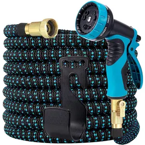 Expandable Car Garden Hose Pipe Anti Kink with 10 Function Water Spray Gun