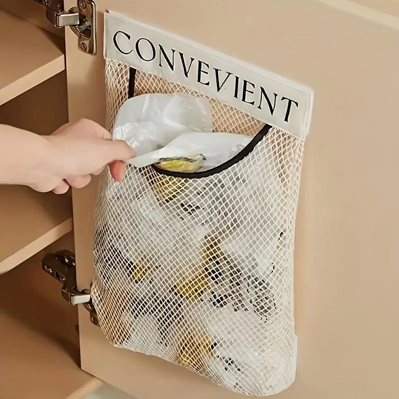 Convevenient 2 Pcs Durable Plastic Bag Holder Grocery Bag Organizer Portable Wall Mounted Reusable Shopping Bag Storage Dispenser for Home Kitchen