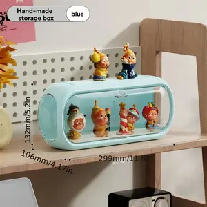 Multi-layer Stackable Collectible Display Box - Transparent Dustproof Acrylic Storage Box with Safety Compartments, Space-saving Organizer for Dolls, Figurines, Model Toys, and Collectible Items (White/Blue/Yellow), Doll Storage Display Cabinet