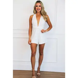 Dancing Queen Sequin Wrap Romper: WHITE