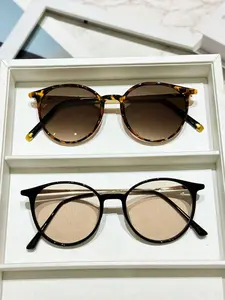 Women's Round Sunglasses Set, Style Elegant Design, Perfect for Daily Use, Driving, Shopping, Fashion Accessory