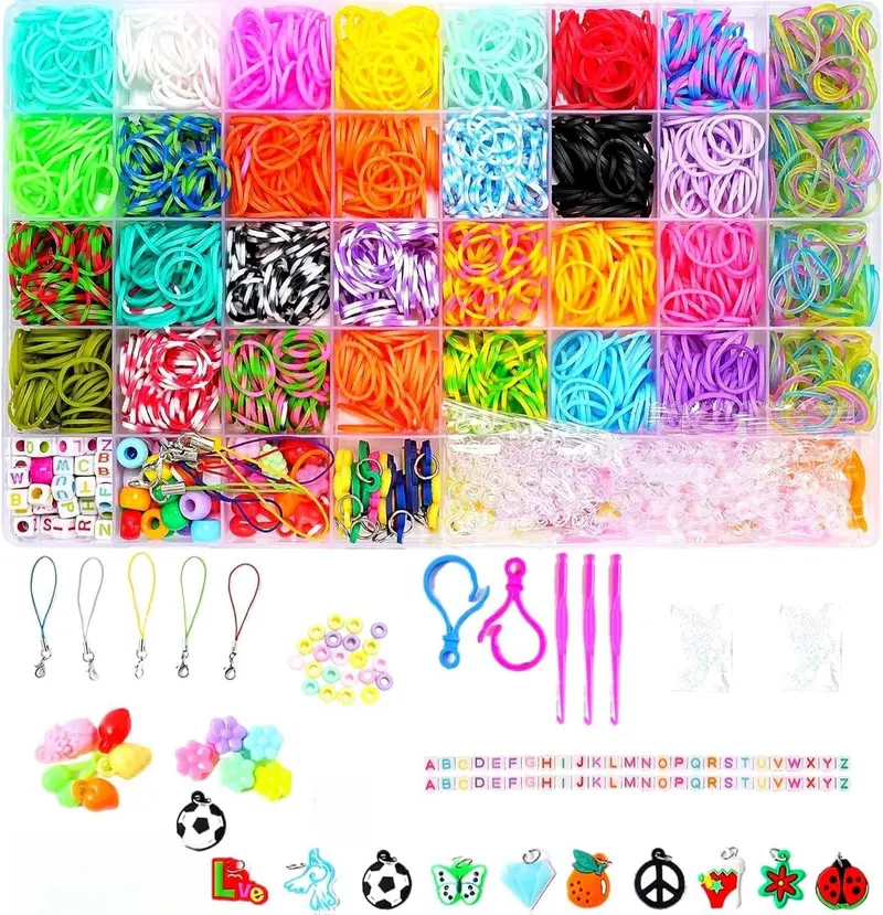 Rubber Band Bracelet Kit 2500+ Loom Bands & Accessories for Kids DIY Jewelry Making Set with Storage Box Perfect for Birthday Gifts