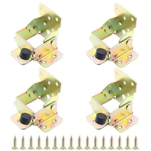Table Leg Folding Brackets, 4 PCS Heavy Duty Foldable self Locking Hinge 90 Degrees Folding Hinge Bracket Lock for Table Legs, Bed Leg, Workbench, RV Furniture, Tailgating Equipment