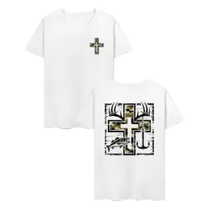 Southern Charm Fishing Shirt - Camo Cross Antlers and Bass for a Faithful Adventure Crew Neck Unisex