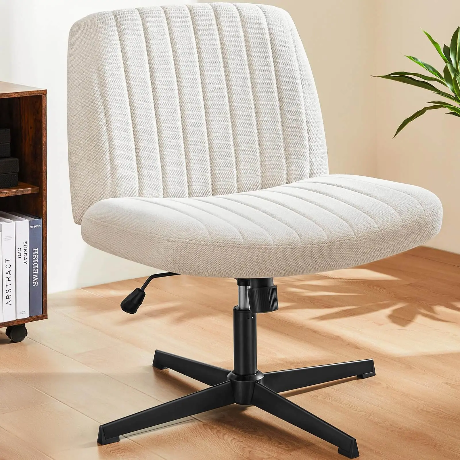 Extra-Wide 26" Cross-Legged Office Chair with 360° Swivel & Rocking, Ergonomic Armless Design, High-Density Cushion, Height Adjustable, No Wheels, Supports Up to 300 lbs