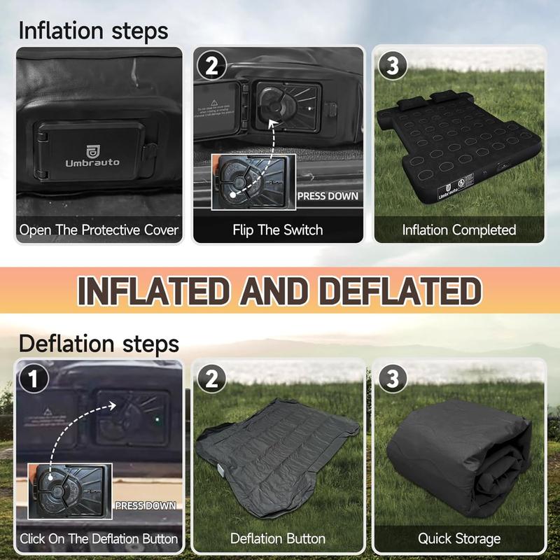 Umbrauto Built-in Pump Air Mattress for 5.5-5.8ft Short Tuck Bed, Full-Size Pickup Inflatable Airbed Custom Fit for Ford F150, Chevy Silverado, GMC Sierra, Dodge Ram, Toyota Tundra, Nissan Titan