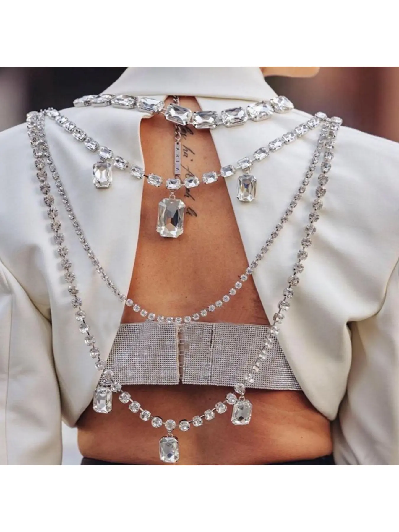Best-selling water diamond back chain design sense suit back chain hollow multi-layer body chain fashion temperament Body Jewelry