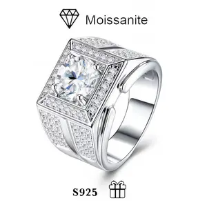 2 Carat Full Diamond Ring Fashionable and Dominant Micro Pave Smart Men's Ring Niche