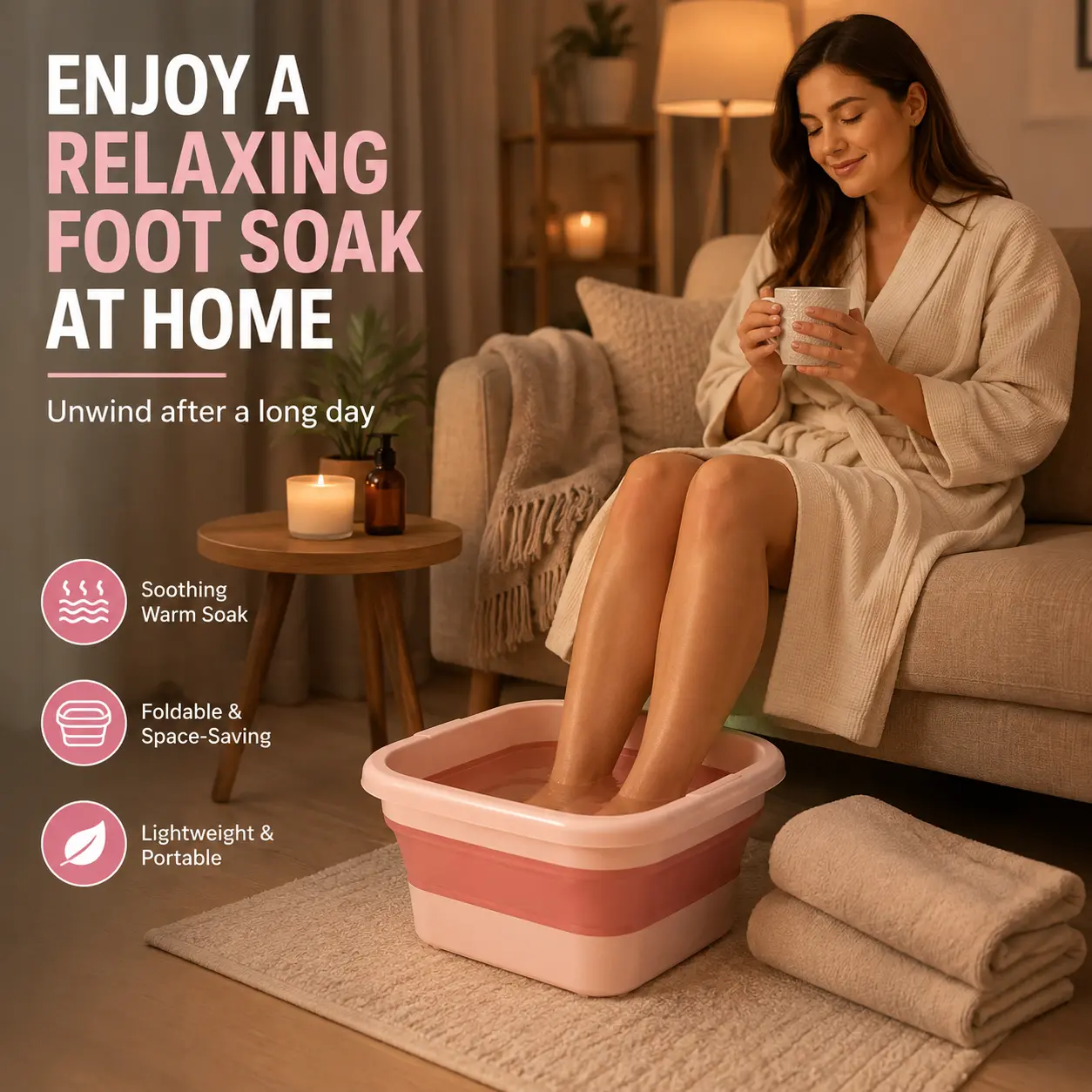 Ultimate Soaking Experience for Comfortable Feet, Collapsible Foot Spa Bath