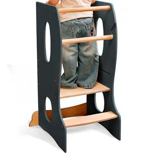 Wooden Montessori Toddler Tower - Montessori Learning Step Stool with Adjustable Height – Safe Toddler Standing Tower for Cooking, Play & Activities