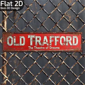 Retro Trafford Stadium Metal Sign, 40.13cm X 10.16cm, and Football Club Emblem, Home Decoration, Garage Sign, Gift for Fans