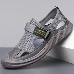 Men's Sports Sandals Gym Workout Fitness Home Exercise Adjustable Summer Vibes Breathable Mesh Shoes Soft Leather Casual Beach Footwear for Youth Men