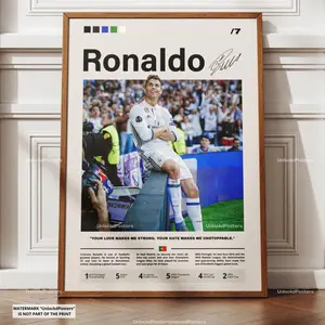 Cristiano Ronaldo Poster, Ballon d'Or Winner, Real Madrid Football Print, Portuguese Football Wall Art, Real Madrid Decor, Ronaldo Football