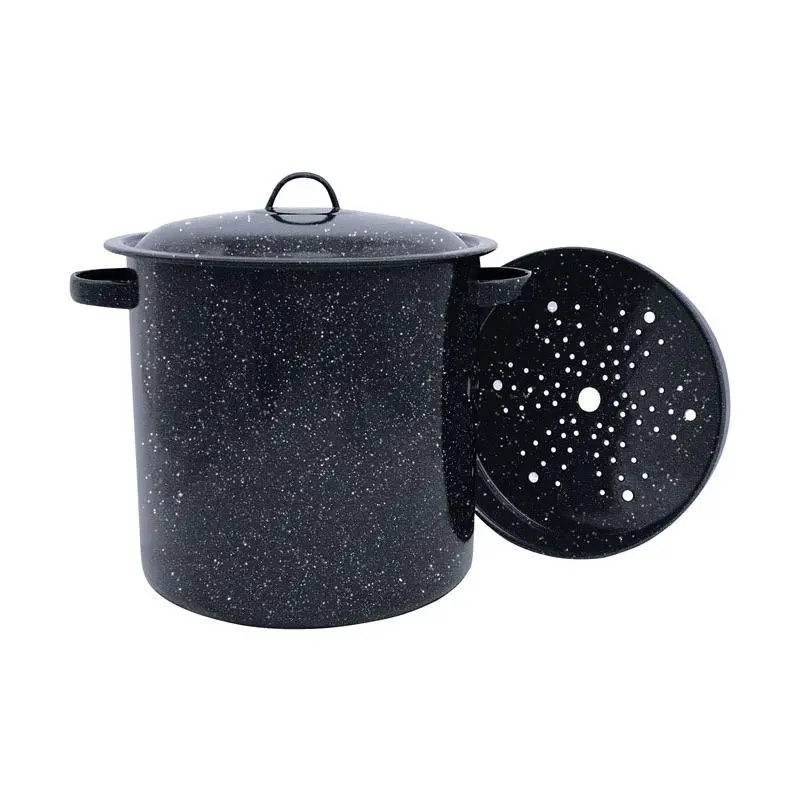 Granite Ware 6505150 11.5 in. 15.5 qt. Ceramic Over Steel Stock Pot Black & White