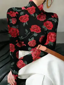 Women's Floral Qipao Top, Elegant Comfortable Design, Casual Wear, Fashion Women's Clothing, Spring & Fall Season