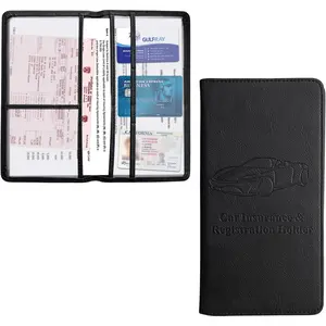Car Registration and Insurance Holder, Leather Auto Glove Box Organizer with Magnetic Shut, Vehicle Compartment Accessories Case for Cards, Driver License