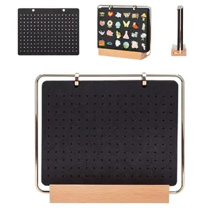 Badge Display Organizer Stand - Brooch Pin Display Holder with 6 Pages,Removeable Loose-Leaf Jewelry Storage Rack,Space-Saving Desktop Stand