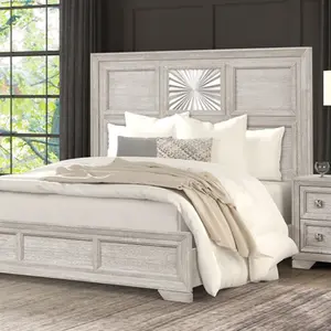 Argenthart Transitional Sunburst Panel Bed with Felt-Lined Drawers by FOA