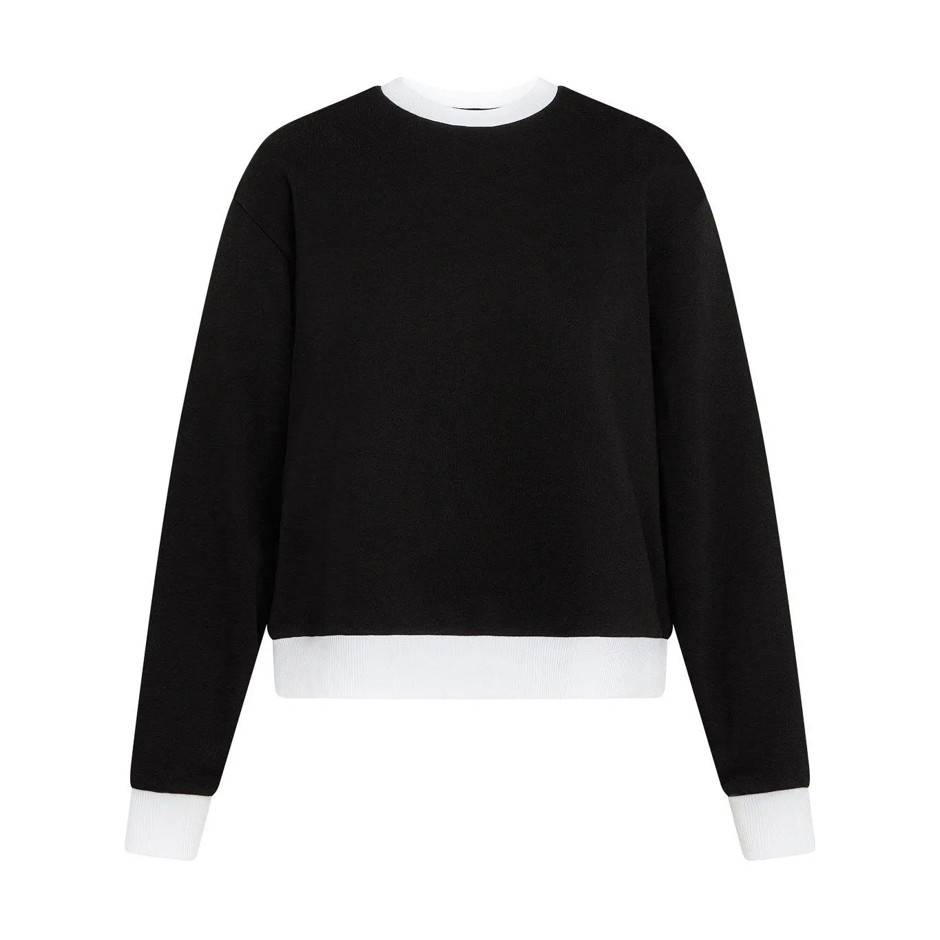 Black & White Contrast Trim French Terry Sweatshirt