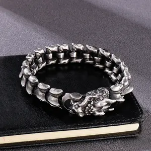GTHIC Domineering Dragon Stainless Steel Men's Bracelet Bold Jewelry Fashion Punk Accessory