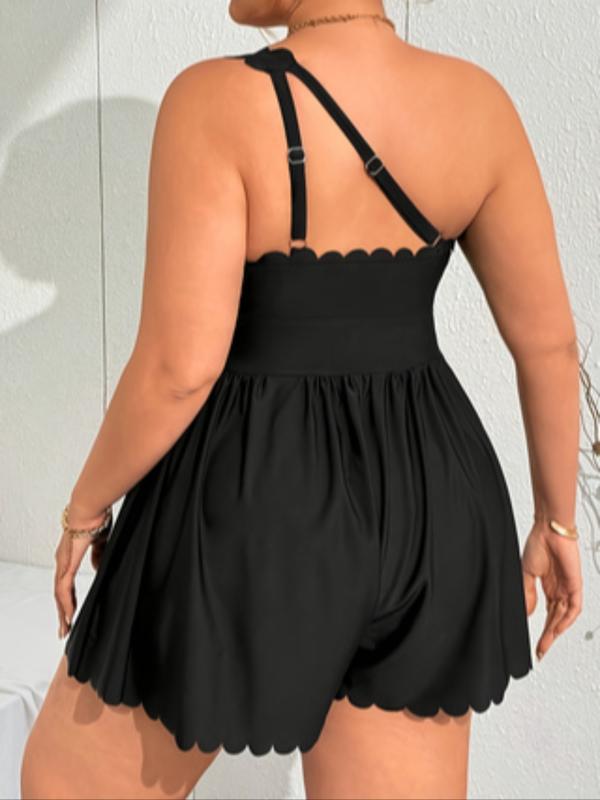 Women's Plus Size Fashion Elegant Solid Color Nightclub Style Slimming Backless One-Piece Swimsuit, Plain Pattern, Slim-Fitting, Swimdress Swimsuits