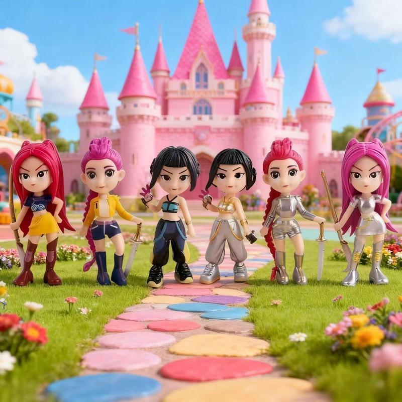 KPop Figurine Set 6-Piece Anime Model Toys for Home Collections Office Desk Display Perfect Gift for Boys and Girls