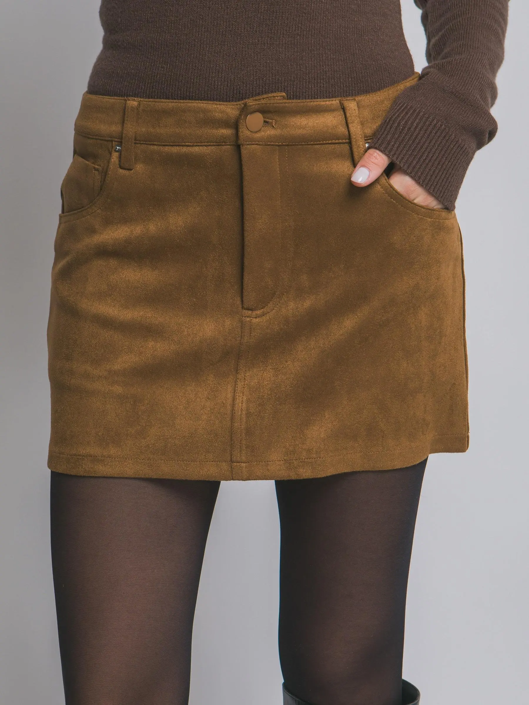 Renata Low Waist Suede Skirt