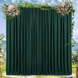 10 ft x 10 ft Wrinkle Free Dark Green Backdrop Curtain for Parties, Polyester Dark Green Photo Backdrop Drapes 2 Panels 5x10ft for Wedding Birthday Party Photography Curtains
