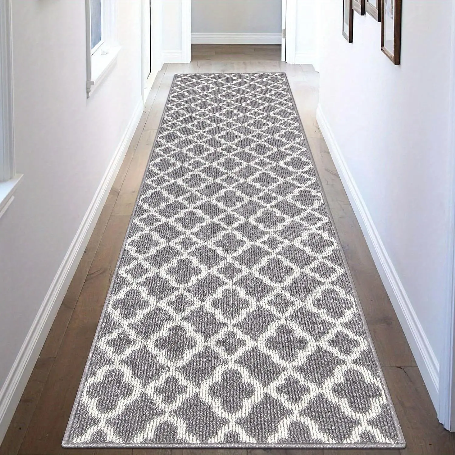 Non-Slip Moroccan Trellis Runner Rug - Long Hallway Carpet Suitable for Entryway, Kitchen, Bathroom - Machine Washable Floor Rug with Moroccan