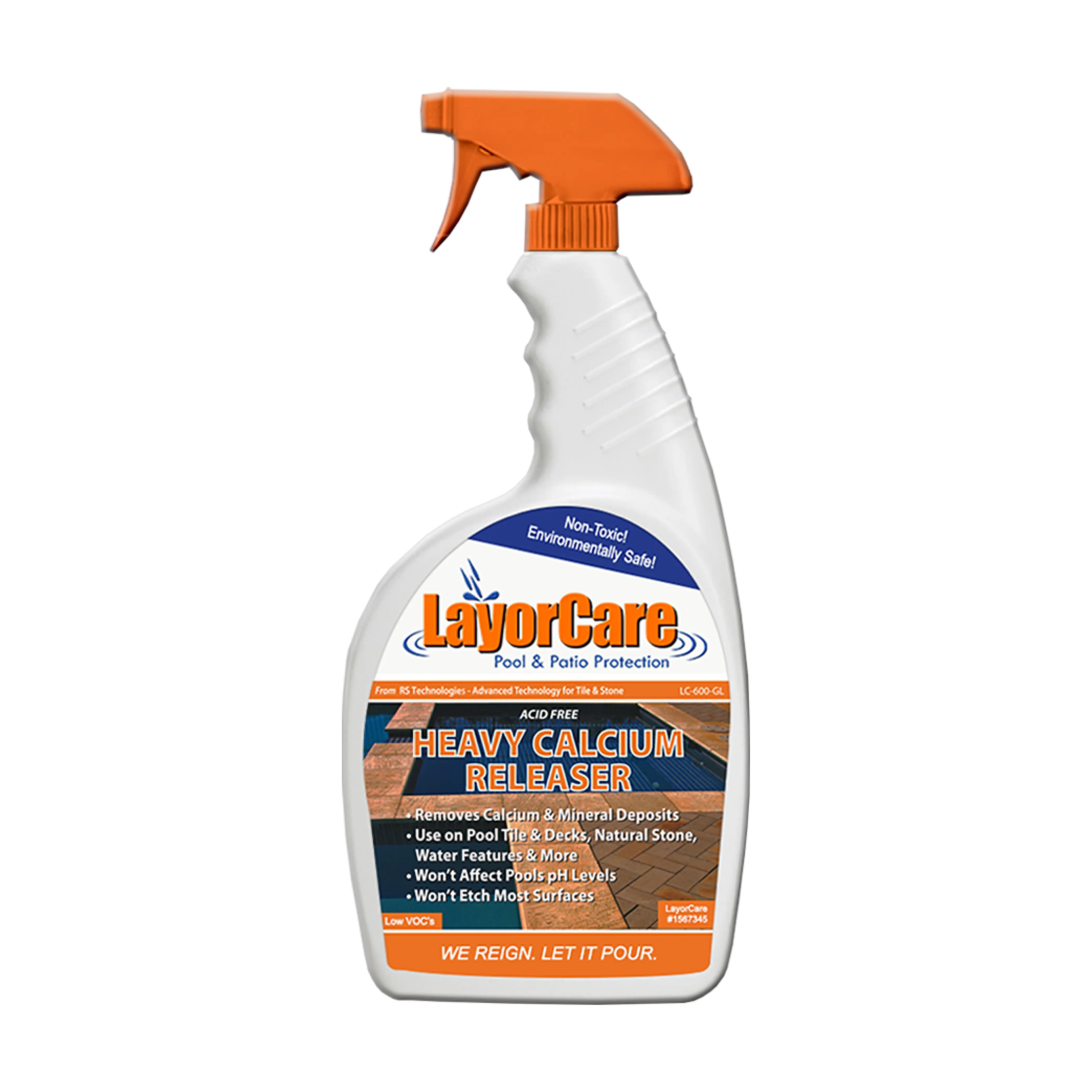 HEAVY CALCIUM RELEASER - Safe, Acid Free Cleaner for Scale & Hard Water Spots. Pools, Windows, Patio Furniture & more.