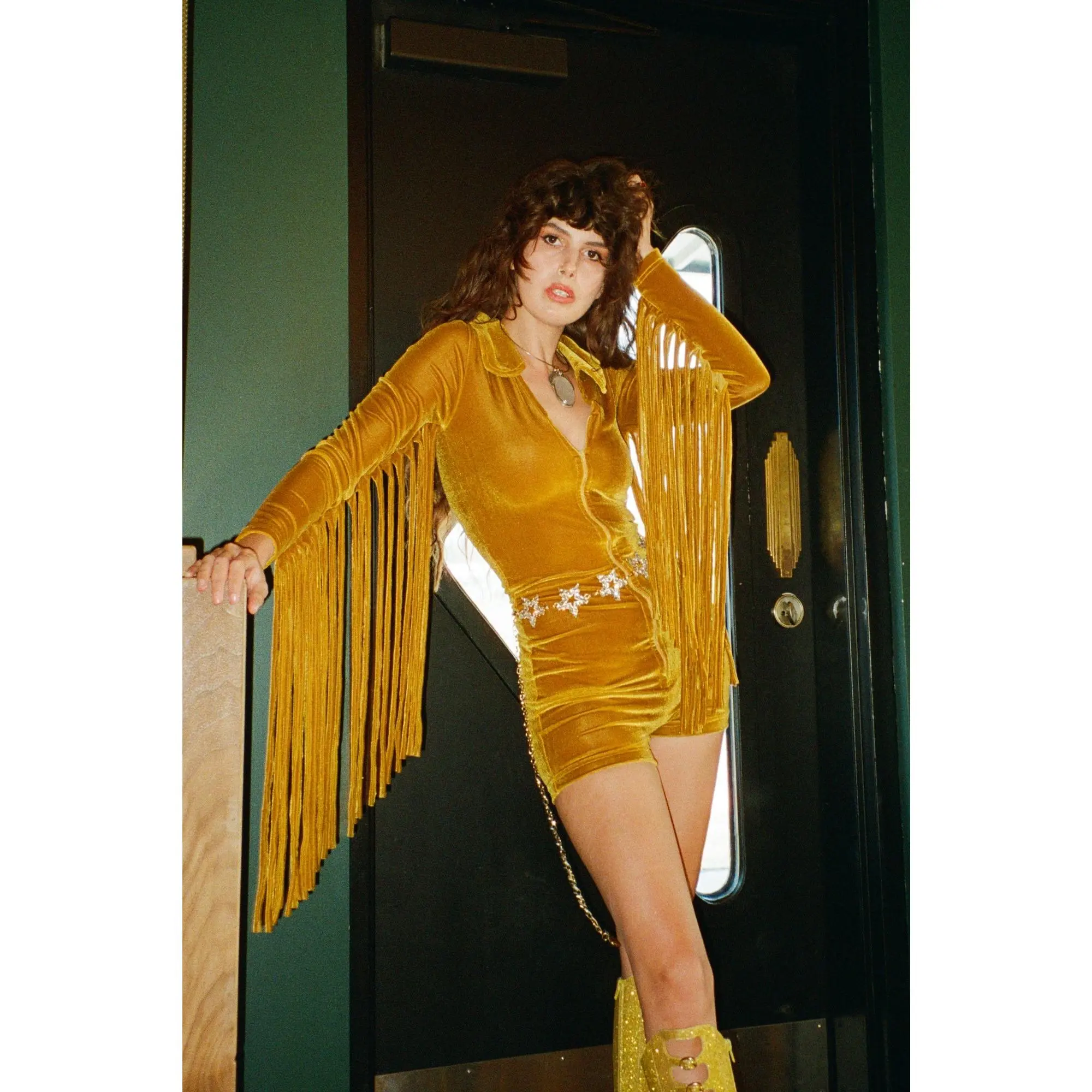 Heart of Gold Fringe Romper