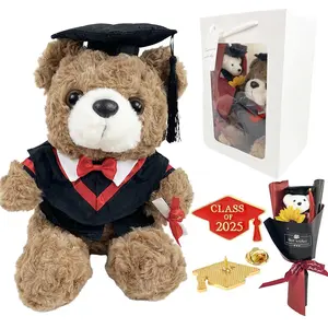 Graduation Bear Gift Set, Graduation Bear with Graduation Cap & Tassel & Greeting Card & Soap Flower Gift Box, Graduation Gift for Him & Her