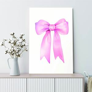 Pink Bow Canvas Wall Art Preppy Style Poster Y2K Room Decor for Girls Teen Girly Apartment Bedroom Vintage Charm Nostalgic Home Decor