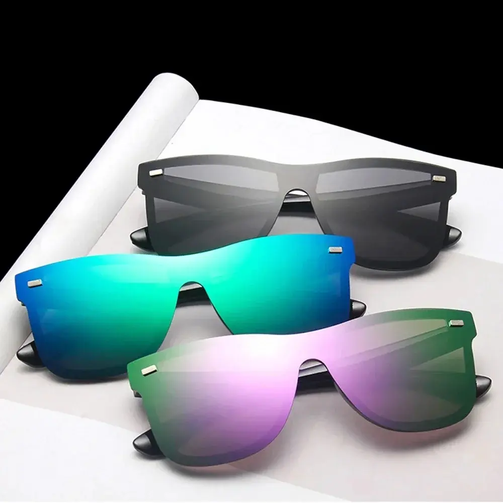 Unisex 3-Pack Stylish Sunglasses - Brand-Style Frameless, 1-Piece Personality Design, UV400 UV Protective Eyewear, Reflective PC Lenses, Trendy Beach Accessory for DIY Bags, Sun Protection, Diy Bag Accessories, Trendy Beach Eyewear, Trendy Look