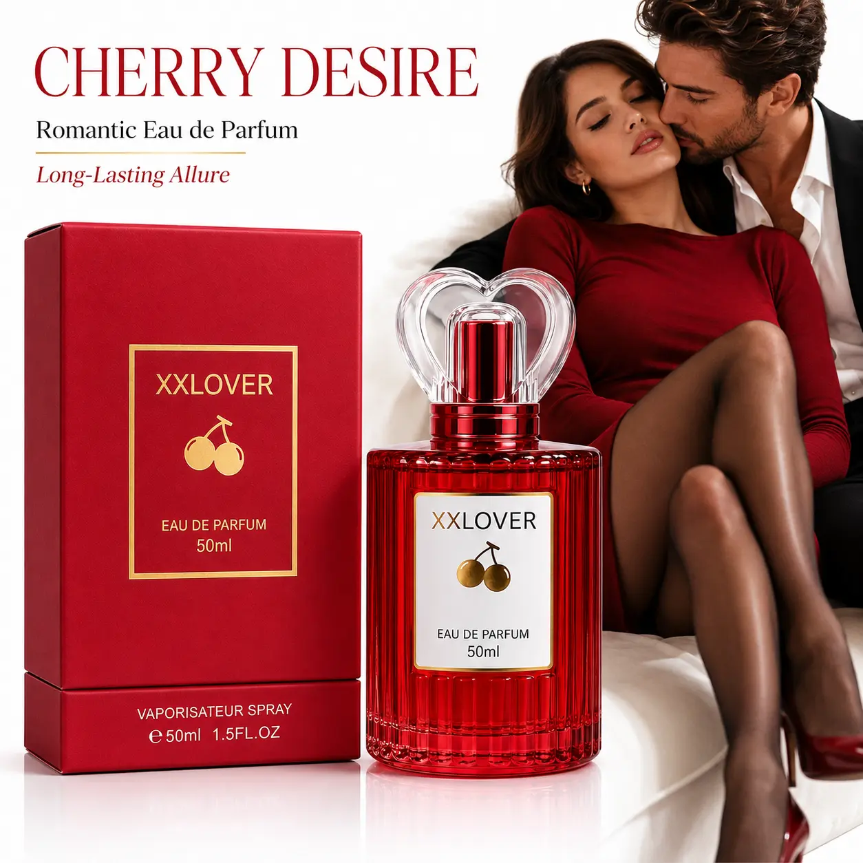 Hot Perfume Sweet Cherry Pheromone Perfume for Women Eau de Parfum 50ml Long Lasting 12H Gourmand Floral Scent with Rose Vanilla Amber Musk for Date Night Daily Wear Travel Halloween Christmas Valentine Gift for Her Solar White Floral Perfume