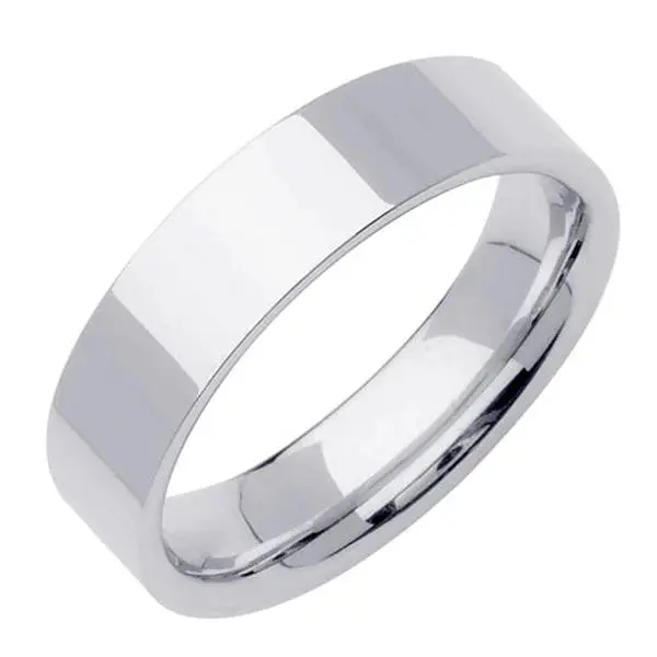 Comfort Fit Top Flat Mens Wedding Band in Platinum 6.0mm