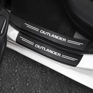 4Pcs Car Stickers Threshold Strip Carbon Fiber Interior Decoration For Mitsubishi Asx Lancer Outlander Pajero Ralliart