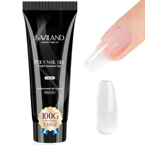 Large Clear Poly Gel: 100g Natural Nail Extension Gel Poly Hard Gel For Starter Salon-Like Strengthener Long Lasting Poly Nail Gel for Beginner & Professional DIY at-Home
