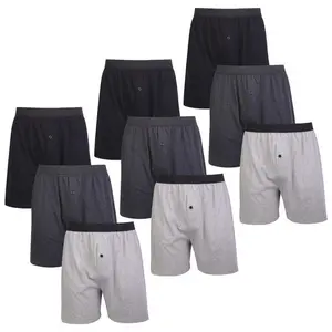 9 Pack Men's Boxer Briefs Cotton Loose Fit Boxers S-3XL Men Soft Breathable Plain Solid Comfort Underwear with Button Fly Pouch Elastic Waist Menswear