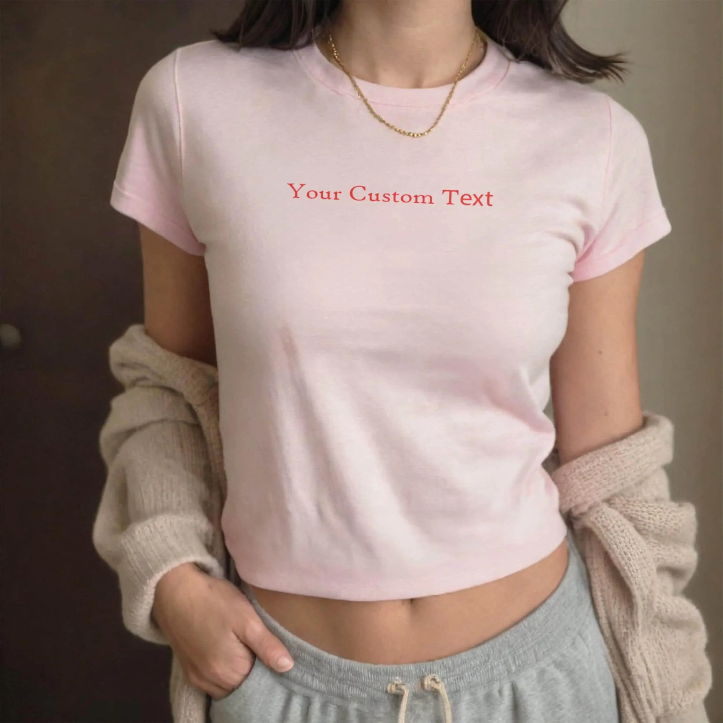 Custom Baby Tee Cropped Slogan Diy Custom Text Y2k Tee Shirt Personalized Baby Tee Women Custom Text